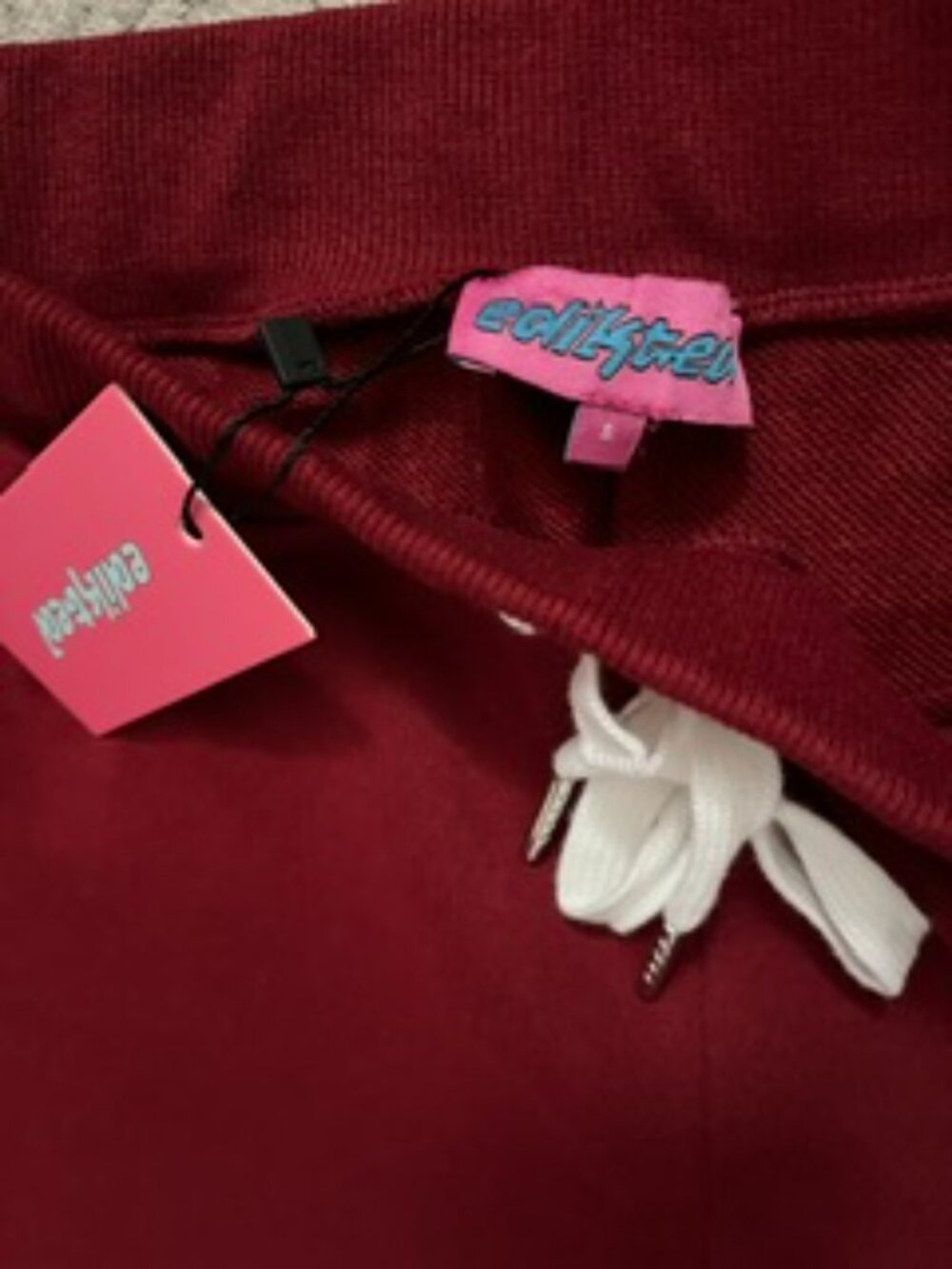 NWT Edikted '06 Sweatpants Burgundy S - Picture 3 of 5
